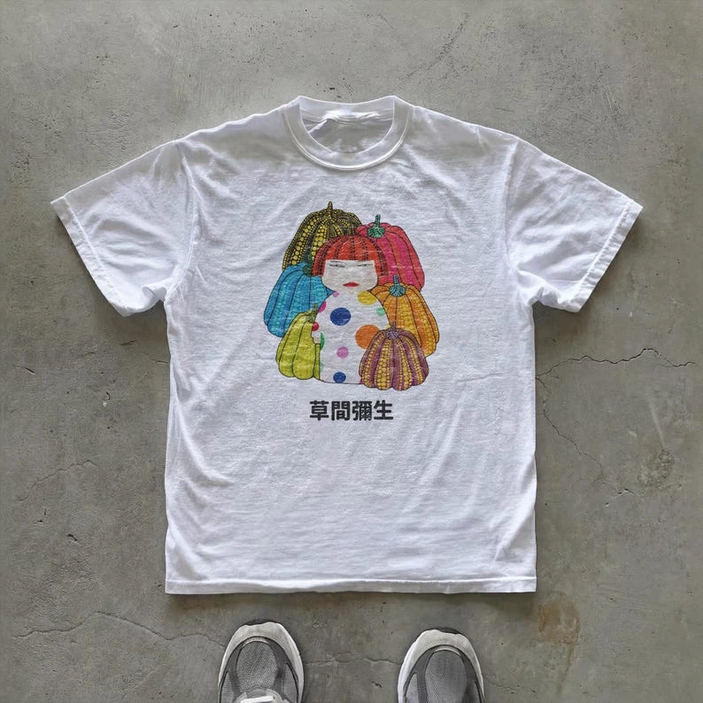 Yayoi Kusama Pumpkin T-Shirt | Japanese Art Graphic Tee | Polka Dot Unisex Streetwear Shirt