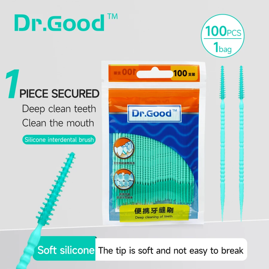 100pcs/bag mint flavored interdental brush, disposable cleaning oral tool, portable interdental brush