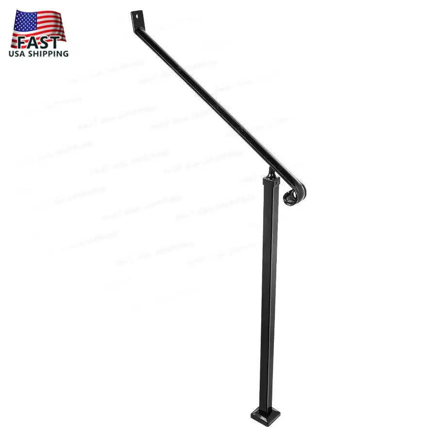 Handrails for Outdoor Steps 2-3 Step Railings Wrought Iron Handrail Stair Railings for Steps Black Iron Railings for Steps Wal