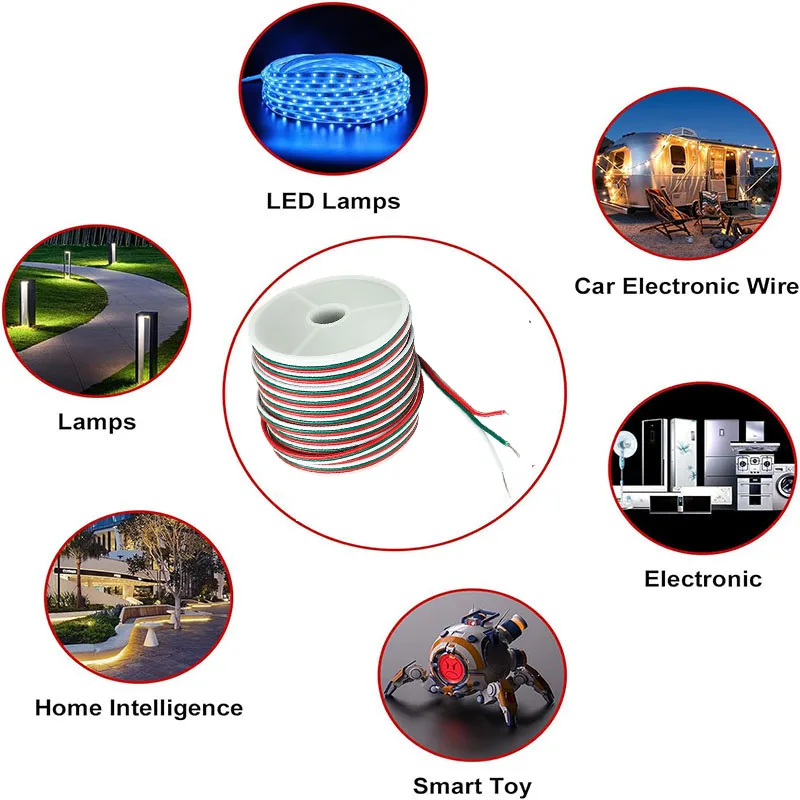 20awg 22awg 2 3 4 Pin RGB Cable with Spool for 5050 3528 LED Strip Extension Cable with 6 RGB LED Strip Connectors