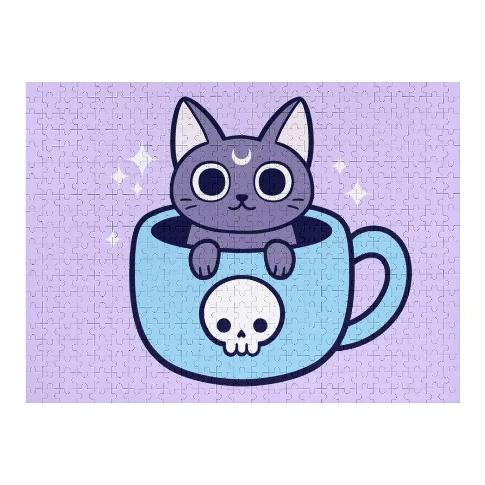 Tè magico nero / caffè Gatto Nikury Jigsaw Puzzle Giocattoli personalizzati Motori in scala Regali personalizzati per animali per bambini Puzzle