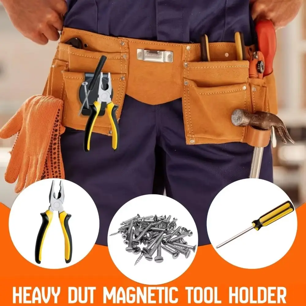 Non-Slip Tool Belt Clip Quick Access Detachable Magnetic Tool Holder Strong Magnetic Double-Lock Design Adjustable Belt Buckle
