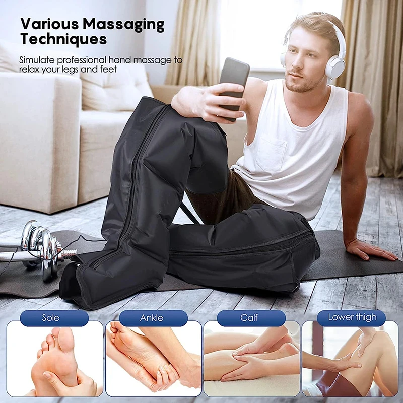 XXL Air Compression Leg Massage  6 Airbag LargeSized Pneumatic Boots Whole-Body Lymphatic Drainage Massage Rehabilitation System