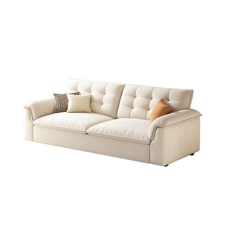 

Cream flannel sofa bed, folding dual-purpose small apartment living room multi function sofa bed