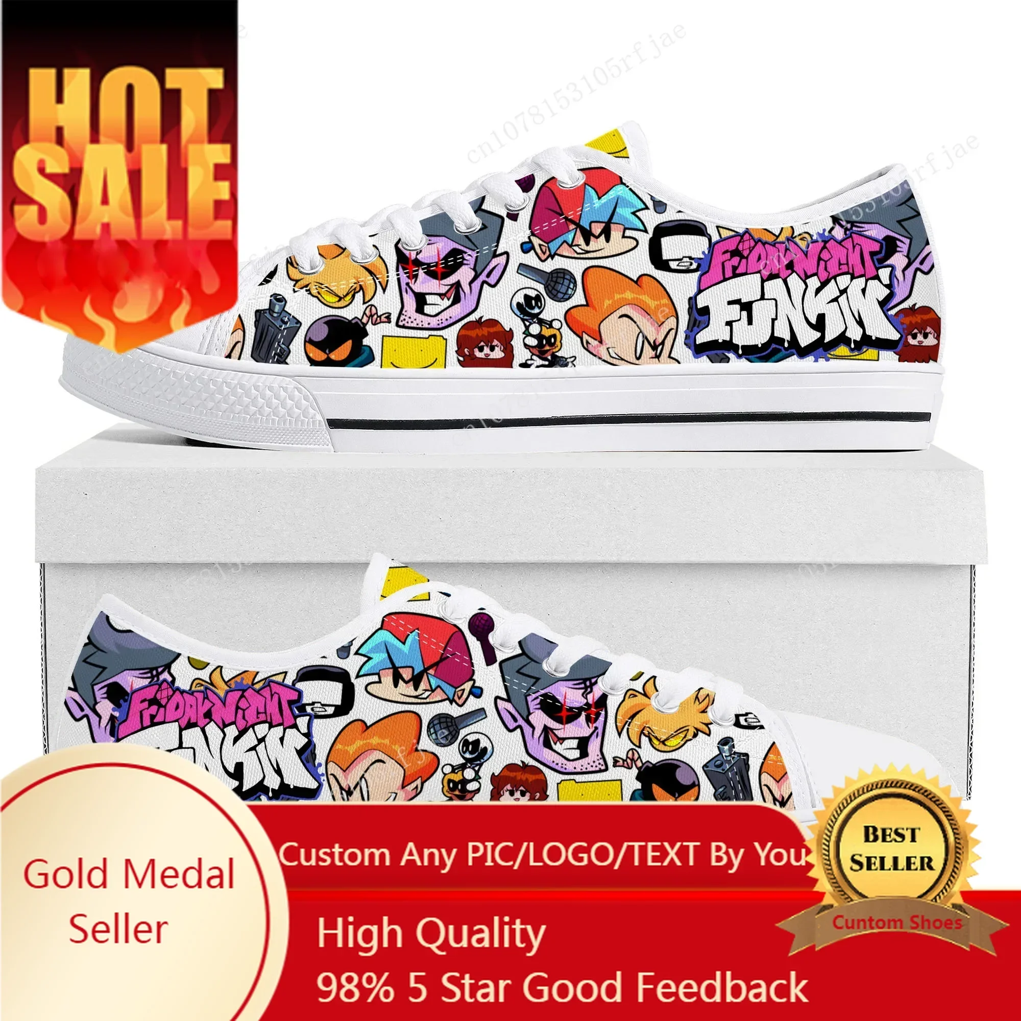 Funkin Cartoon Night Game Friday Low Top Sneakers Womens Mens Teenager Canvas Sneaker Couple Custom Built Shoes