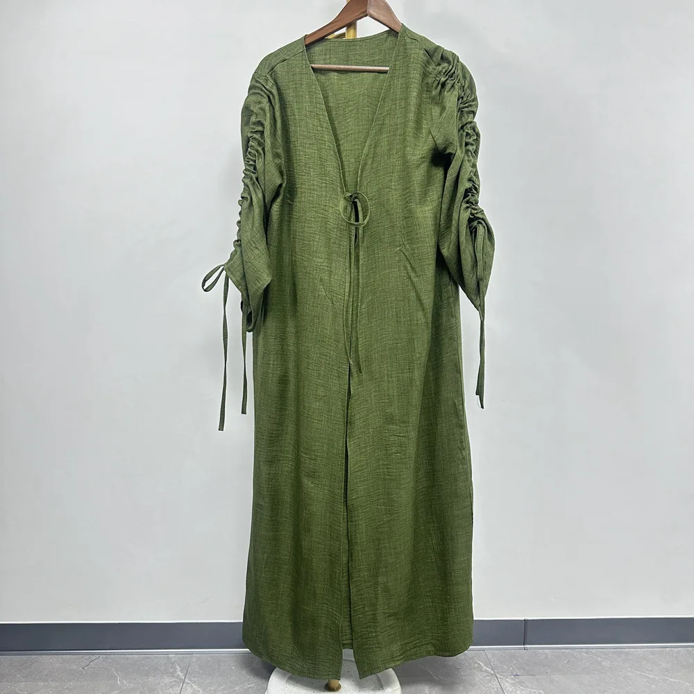 

Eid Solid Muslim Modest Dress Kaftan Open Kimono Abaya Dubai African Dresses Women Clothing Caftan Marocain Robe Femme Musulmane