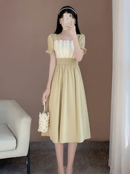 Female Dresses Yellow Loose Women's Dress Prom Graduation Evening Birthday Party Retro Elegant Luxury New in Chic Vintage Xxl G