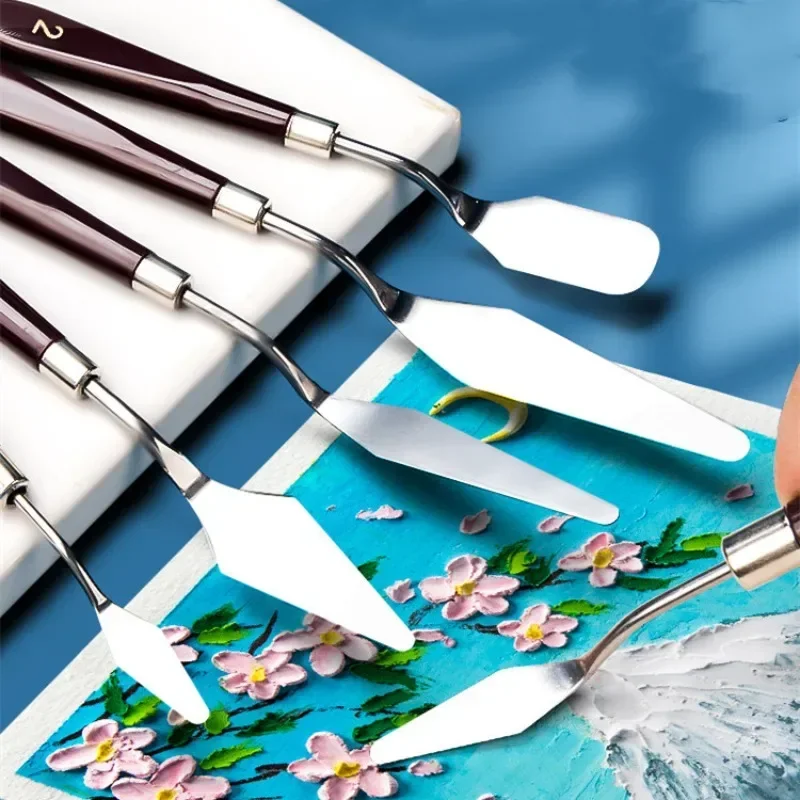 

Fine Arts Painting Tool Set, Flexible Blades, Gouache Supplies for Oil Painting Knife, 2Pcs/set Stainless Steel Spatula Kit