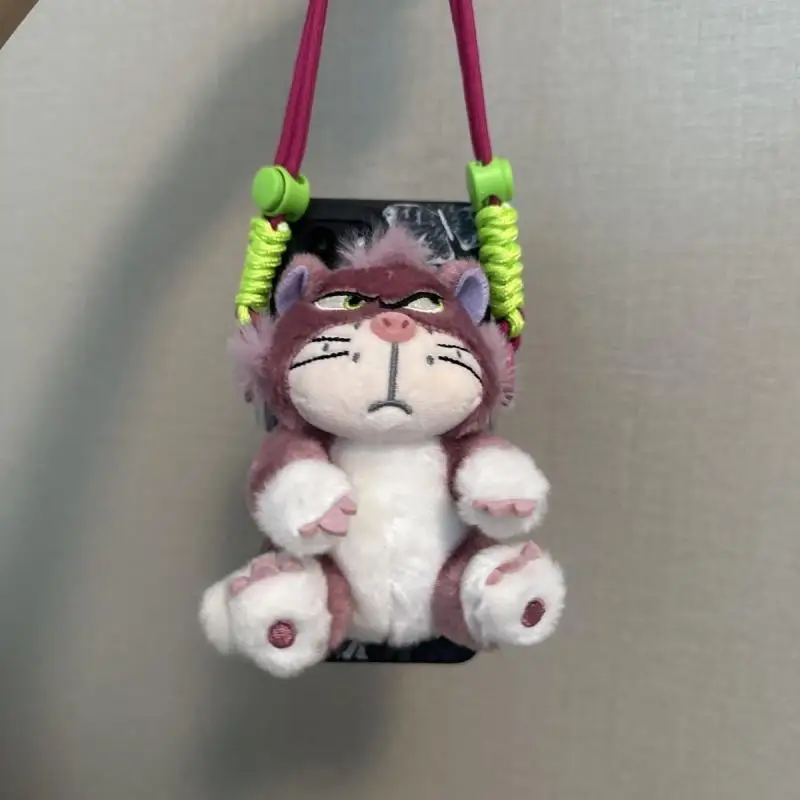 New Anime Cartoon Lucifer Cat Plush Doll Phone Back Clip Phone Case Crossbody Rope Portable Outdoor Anti Loss Safety Rope