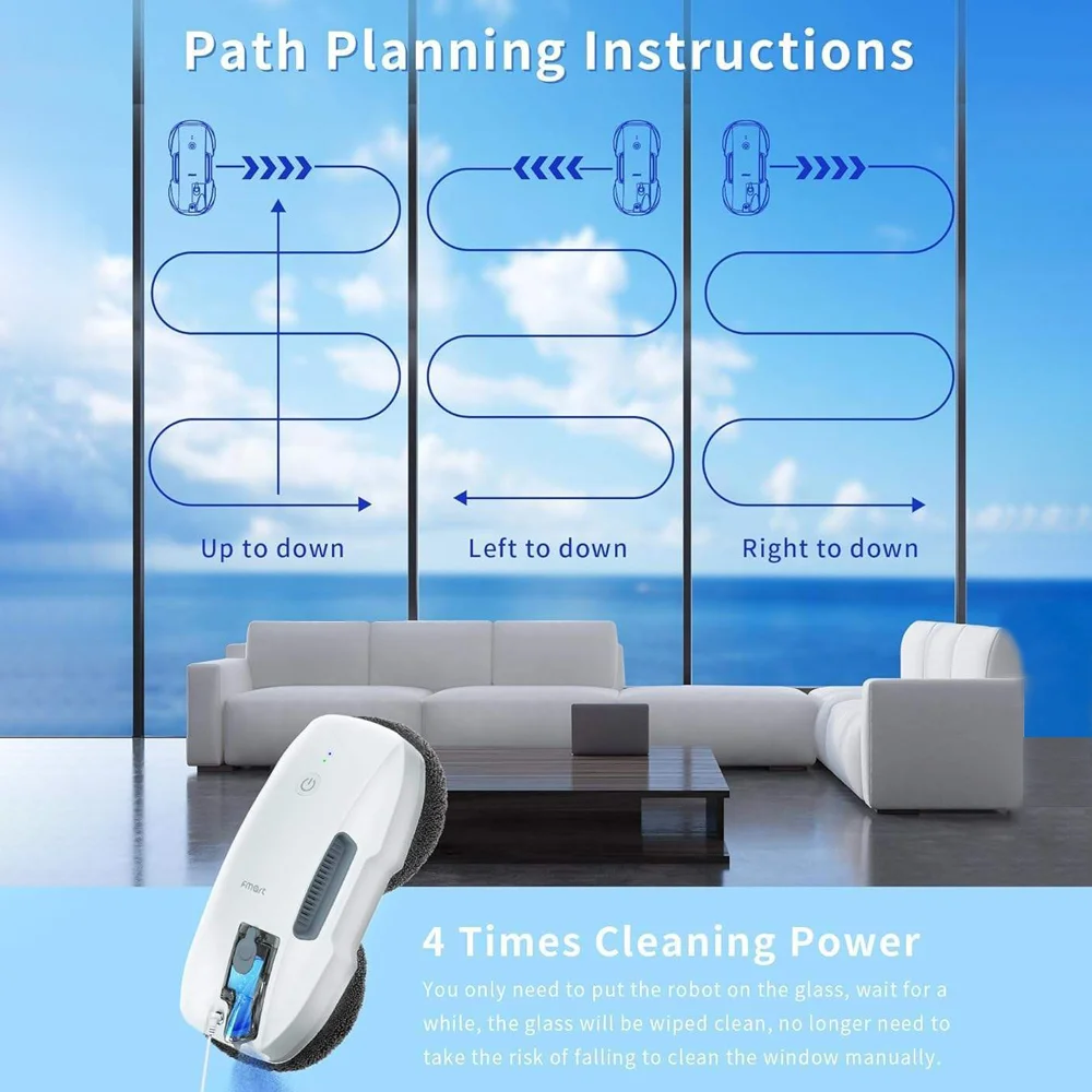 Intelligent Window Cleaning Robot Ultrasonic Atomized Water Spray Portable Window Cleaner Robot With Remote Control