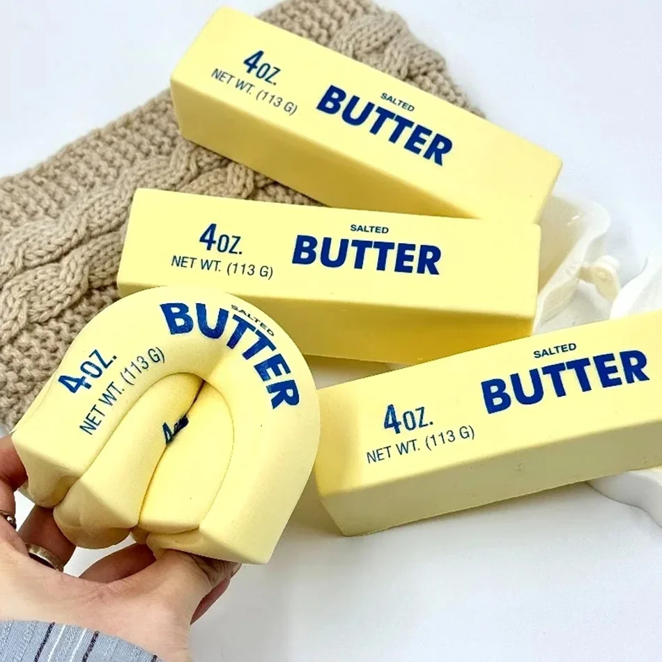 Butter Squishy Slow Rebound Stress-Relief Toy - Brand New, Realistic Butter Stick Squeeze, Soft PU Foam Depresses Anxiety