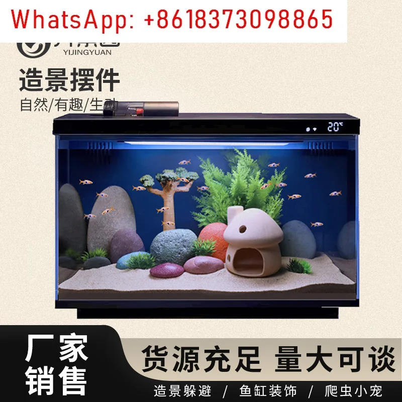 Millet fish tank landscaping package, pebbles, colored stones, evasive house decoration, simulated aquatic plants