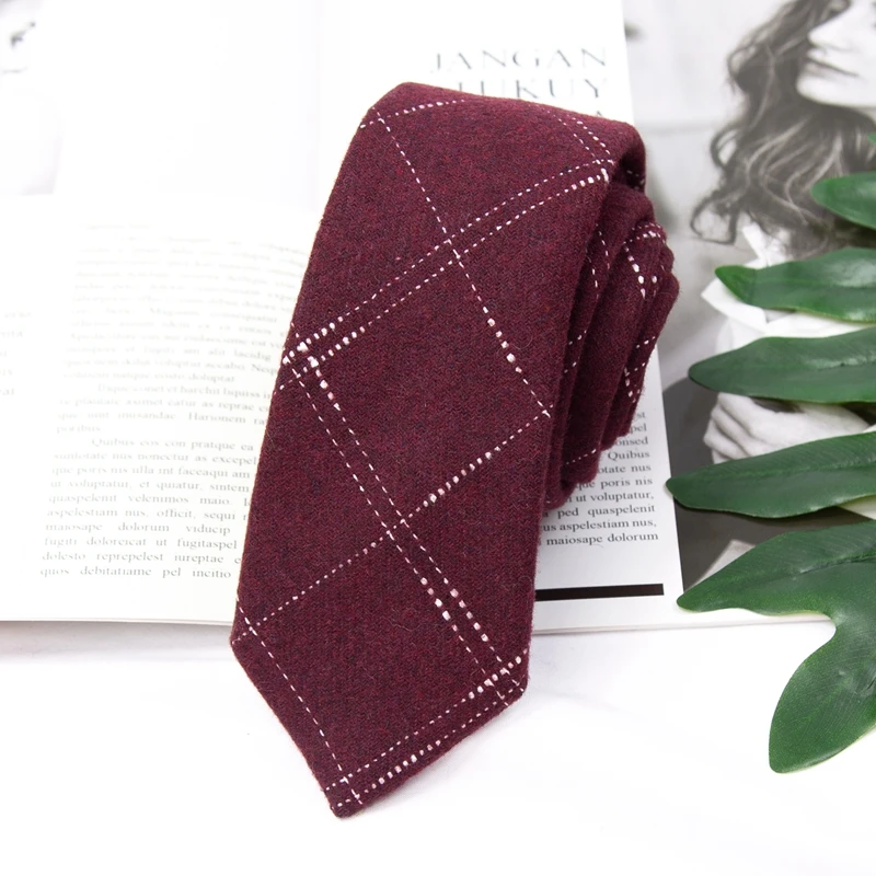 Mens Ties Classic Handmade Wool Tie for Men Fashion Gifts Necktie Striped Narrow Collar Cashmere Party Casual Tie Accessories