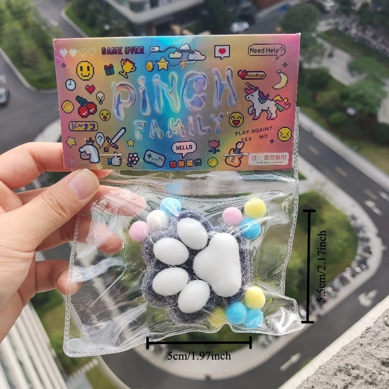 Plush Series Cat Claw Squishy Fidget Toy Cute Cat Paw Silicone Slow Rebound Pinch Decompression Toy