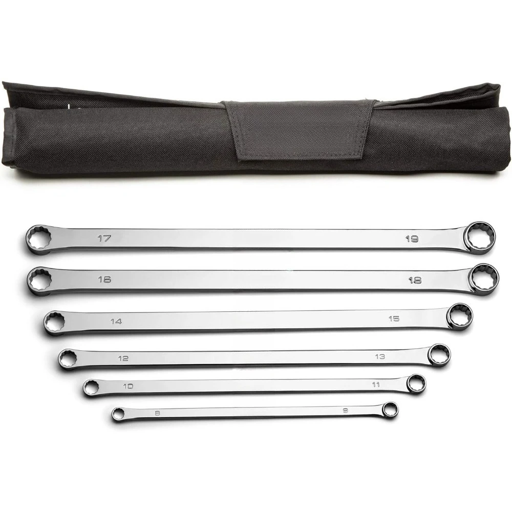 

Extra Long Box End Wrench Set Metric 8-19mm 12 Sizes 6-Piece 0 Degree Offset