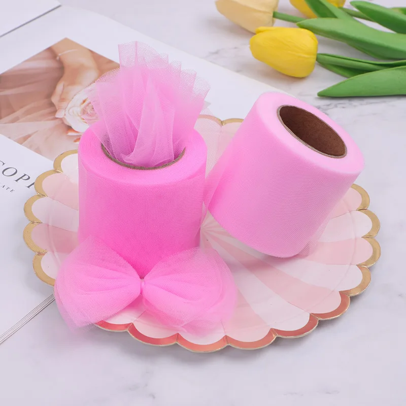 DIY Craft Soft Tulle Fabric, Gift Bow Packaging Ribbon, Wedding Christmas Party Decoration, 6cm * 25Yards/Roll