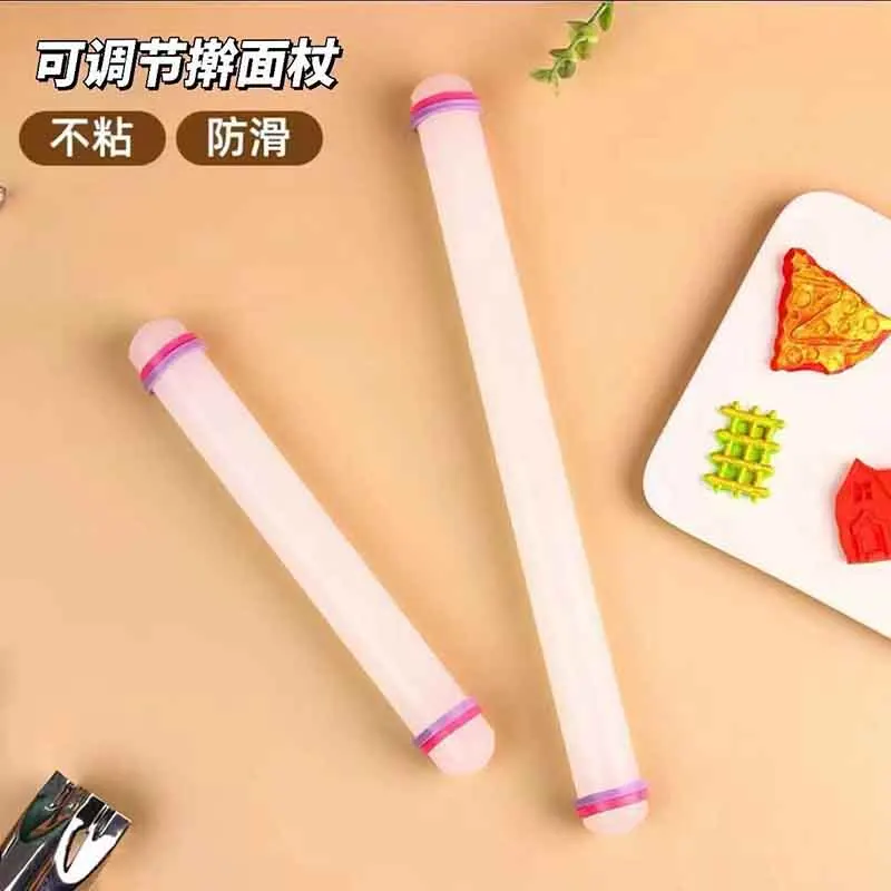 

1 Pcs 23/33cm Adjustable Silicone Non-stick Rolling Pin Dough Fondant Pastry Pizza Cookies Roller Household Kitchen Accessories