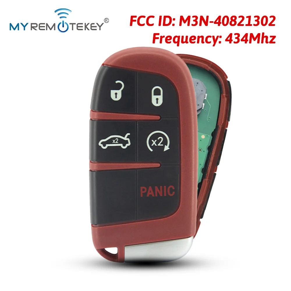 

REMTEKEY M3N-40821302 Red Smart key 5 button Trunk 434Mhz ID46 chip for 2011-2017 Dodge Charger Challenger Dart