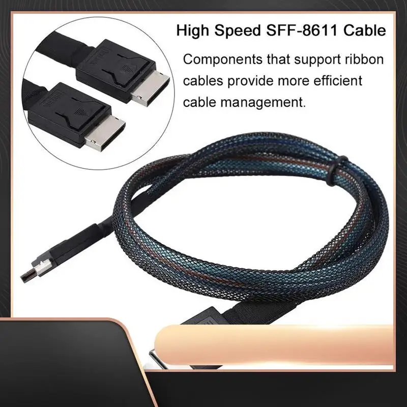 

PCIE4.0 MINI SAS Cable 24Gbps Oculink Data Extension Cable SFF-8611 To SFF-8611 Server Data Transfer Line (1M)