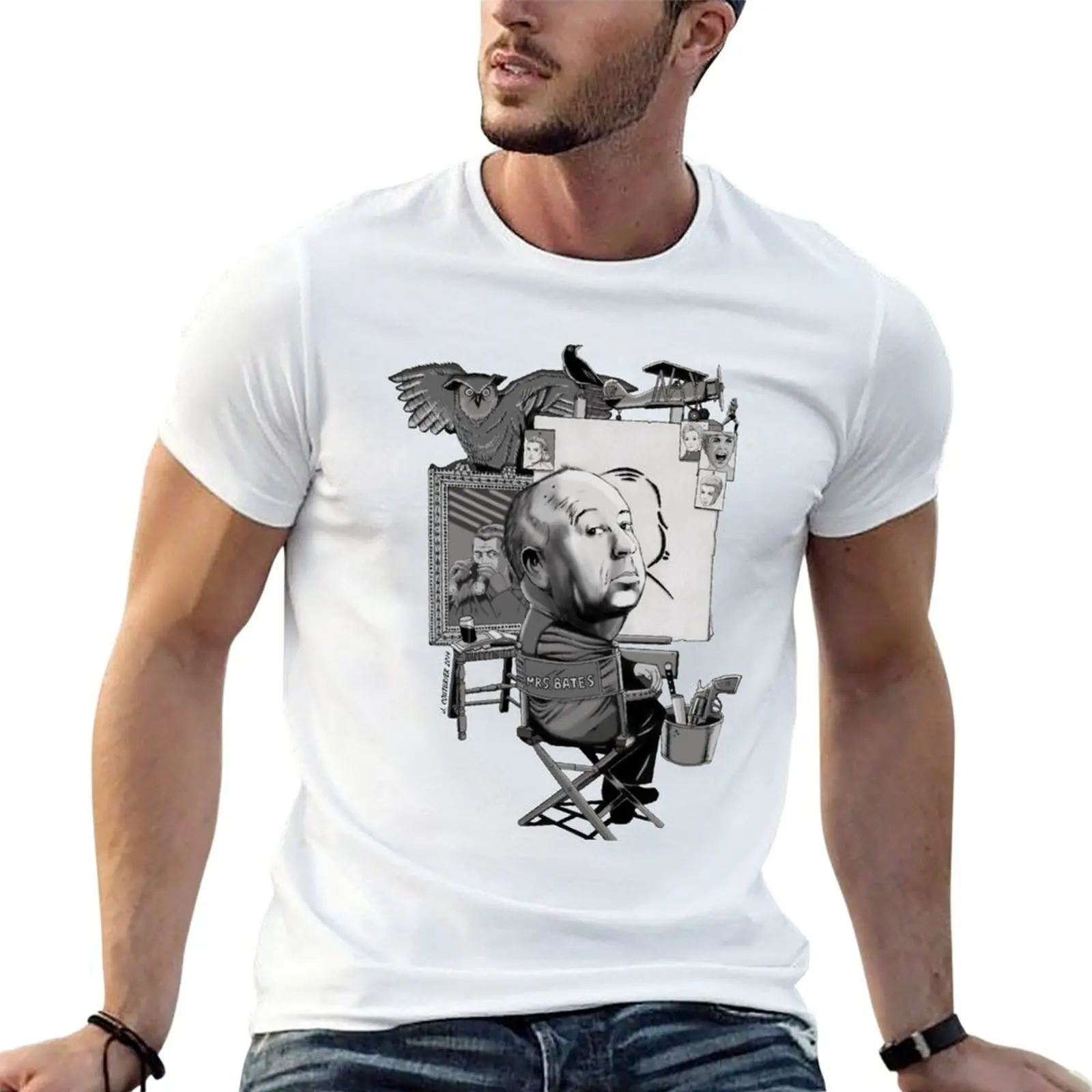 

Alfred Hitchcock T-Shirt funny t shirts dark humor t shirts for man cotton T-Shirt