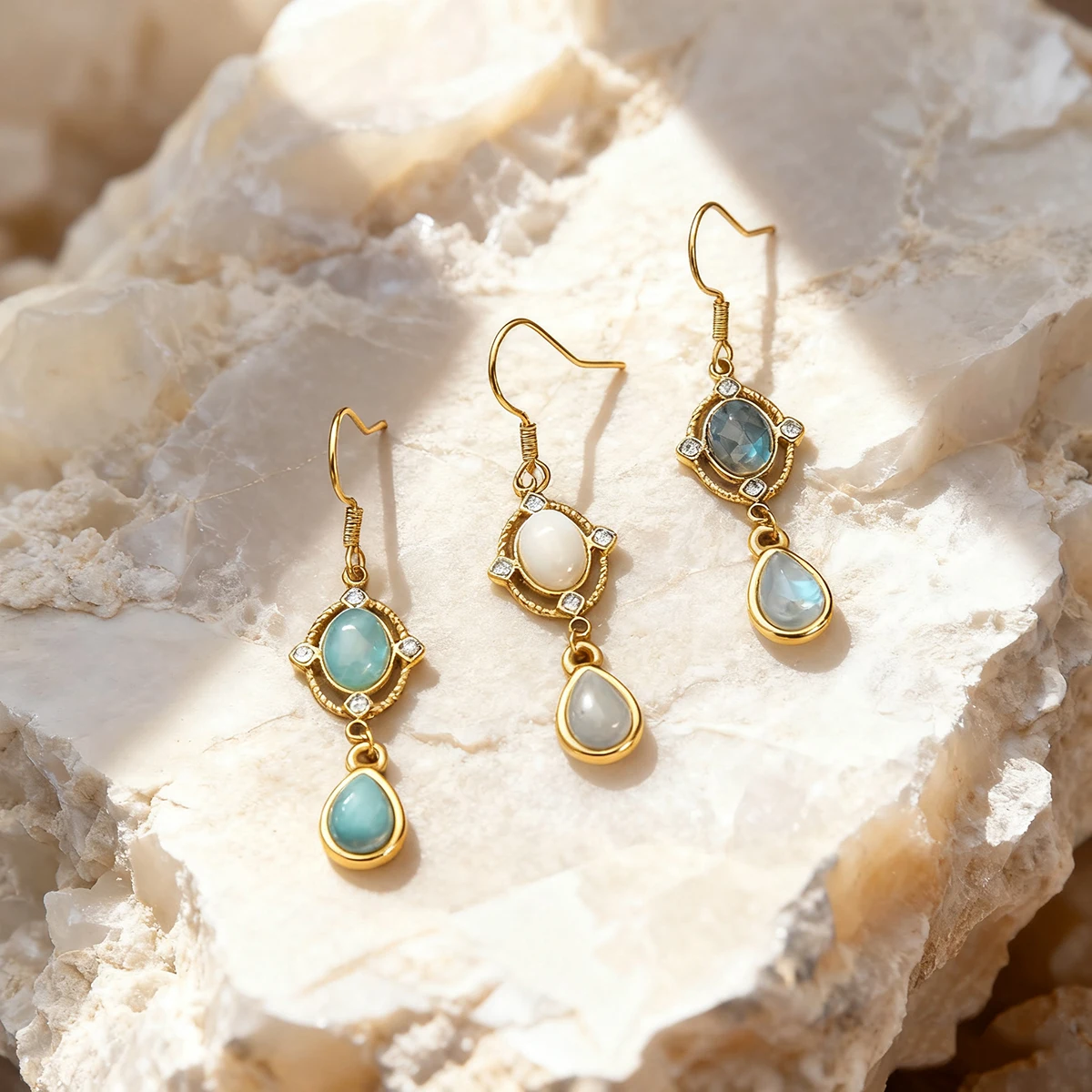 

SOVOB Vintage Ethnic Style Natural Stone Pendant Earrings For Trendy Bohemian Women's Earrings Original Handmade Jewelry Gifts