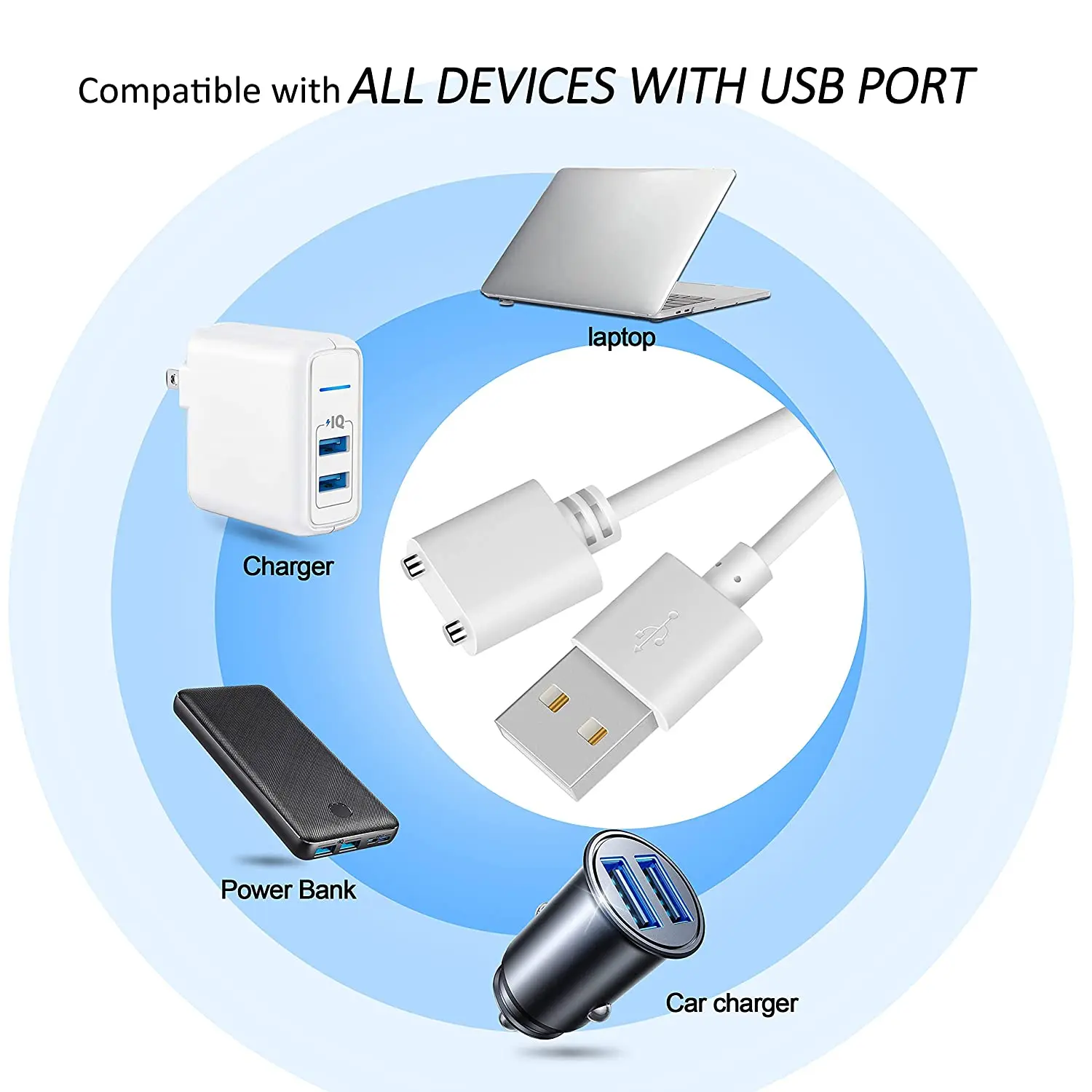 2.6Ft Magnetic USB DC Charger Cable Replacement Charging Cord-(7mm/0.27in)