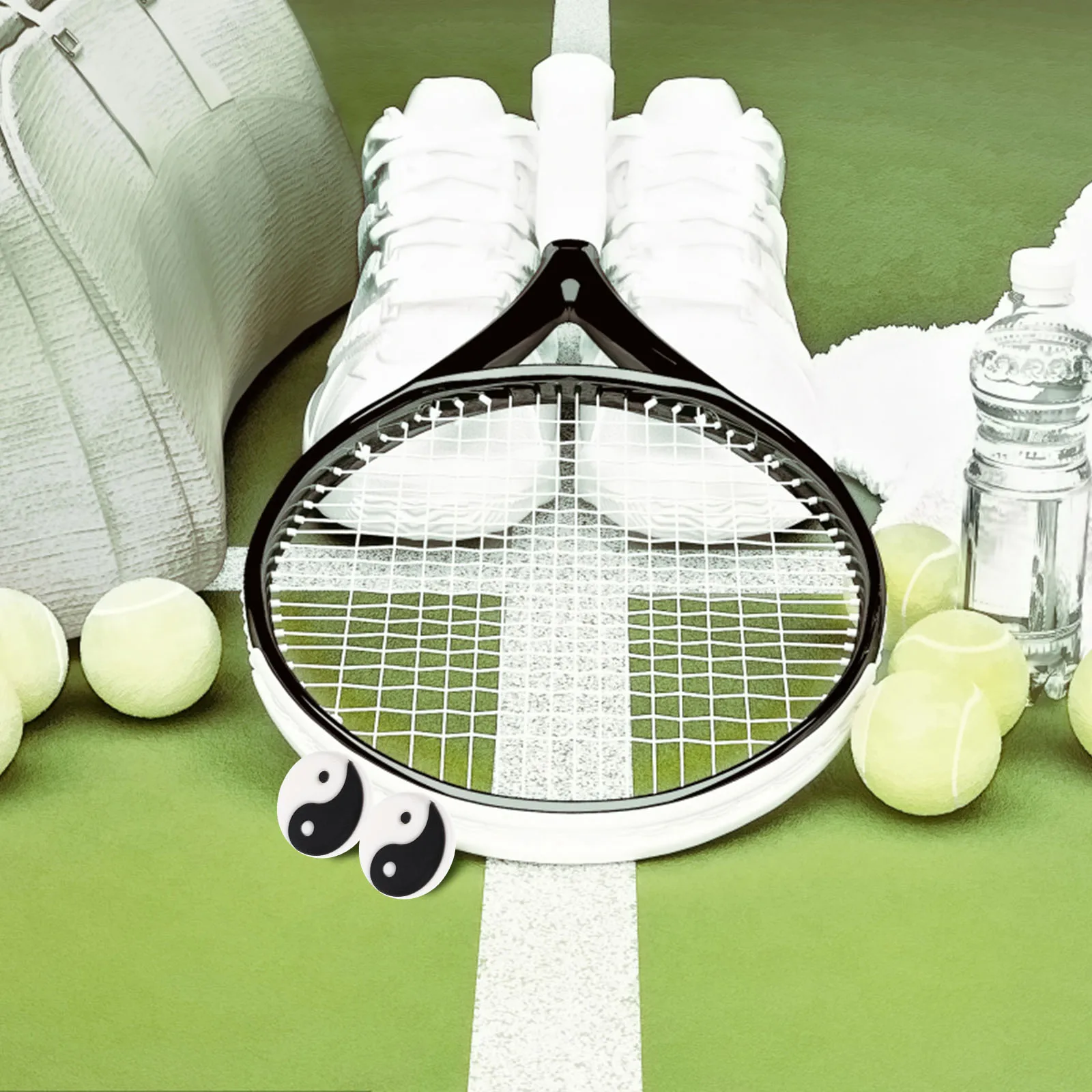 

8Pcs Tennis Racket Dampeners Silicone Tai Chi Design Shock Absorbers Reduce Vibration Tennis Racket Supplies Small Dampeners