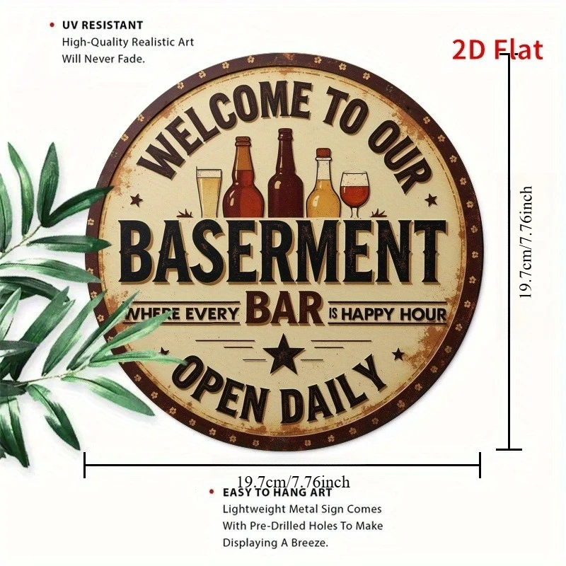 2D Flat, Vintage Metal Sign - 