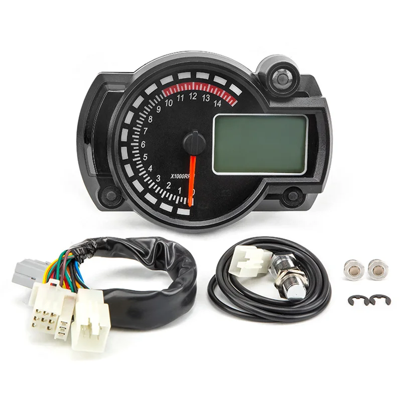 7 Colors Motorcycle Speedometer Instrument LCD Digital Tachometer Gauge Odometer with Fault Warning Light for RX2N 4 cylinders