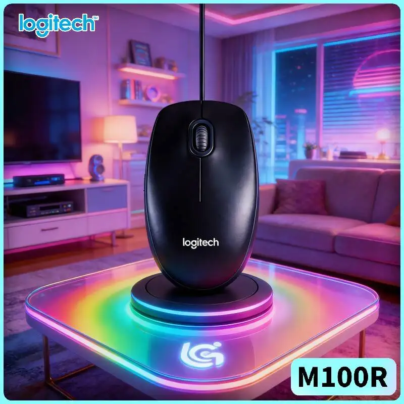 

Authentic Logitech M100R Wired Optical Mouse USB Interface 1000DPI Precision Easy Hand Grip for Office Home School Computer