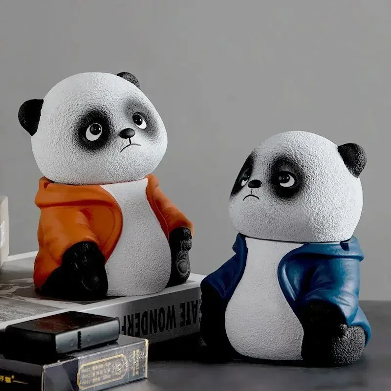 

Creative Panda Ashtray with Cover Cement Ashtray Office Fly Ash Home Living Room Decoration Cute Birthday Gift for Boyfriend