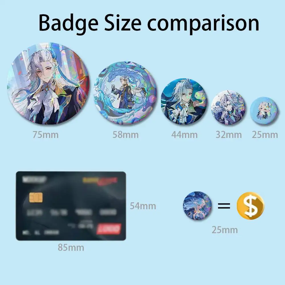 Neuvillette G-Genshin Impact New Badge Round Brooch Tinplate Figure Icon DIY Clothing Accessories Collectible Gifts Badges