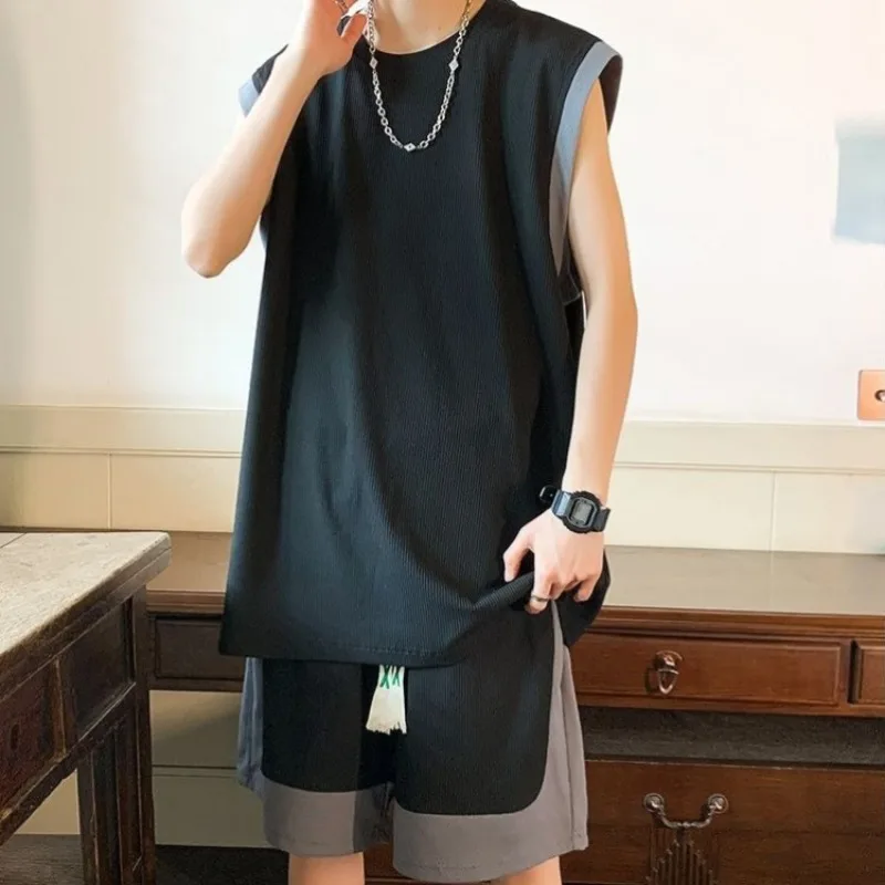

Men Ice Silk Sleeveless Tank Top Summer Thin Breathable Sports Loose Fit Fitness Vest Gym Workout Wear