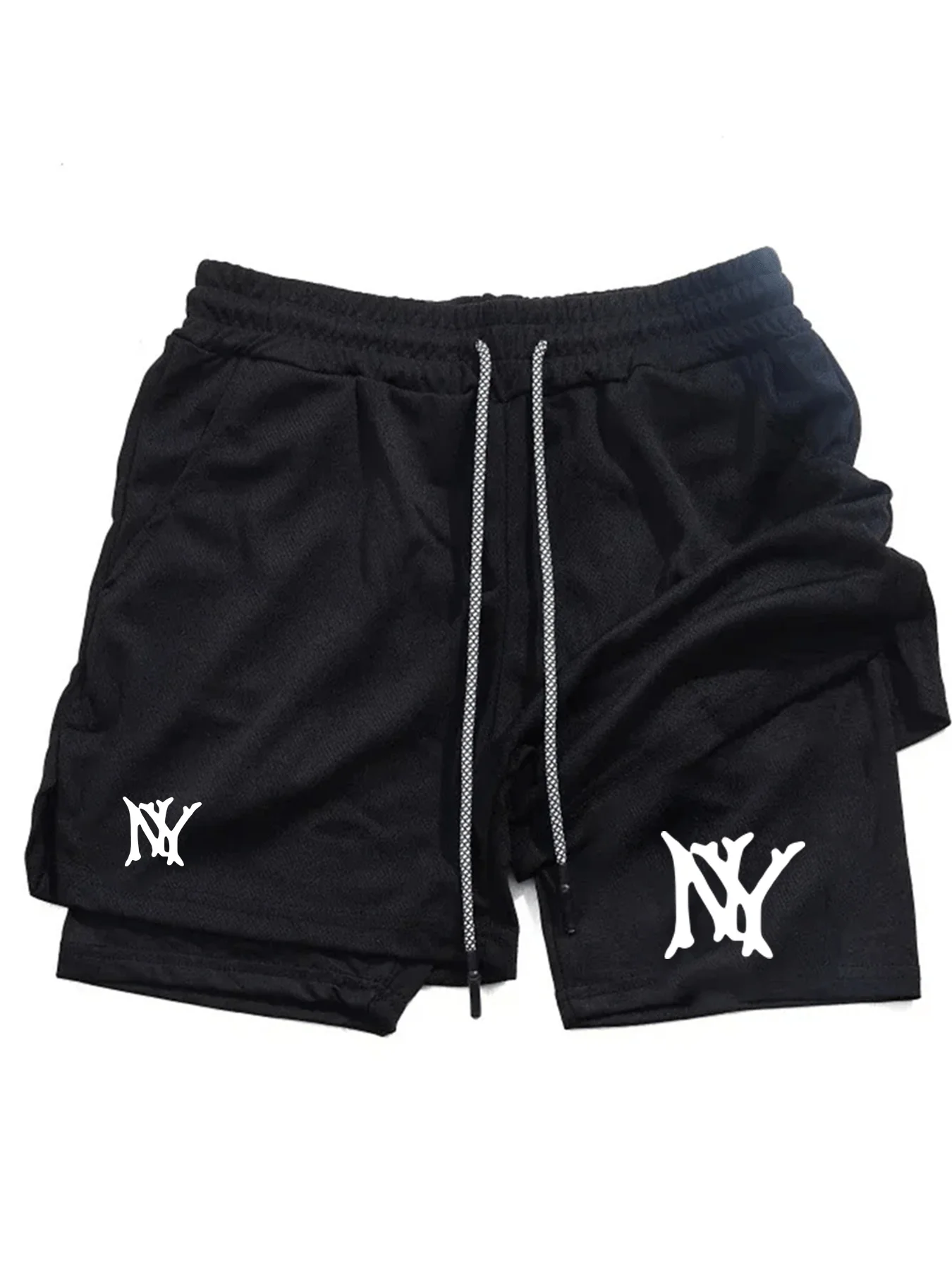 

Summer men's double-layer one-piece shorts, quick-drying and breathable, suitable for fitness training and versatile in all