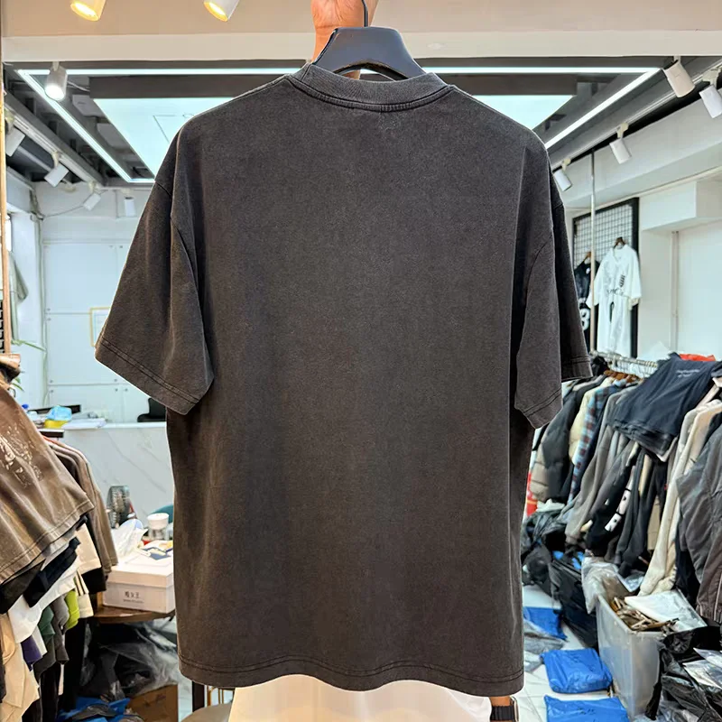 High Street Simple Shadow Letter Old Short Sleeve I AM MUSIC T Shirt Men Women T-shirt Top Tees