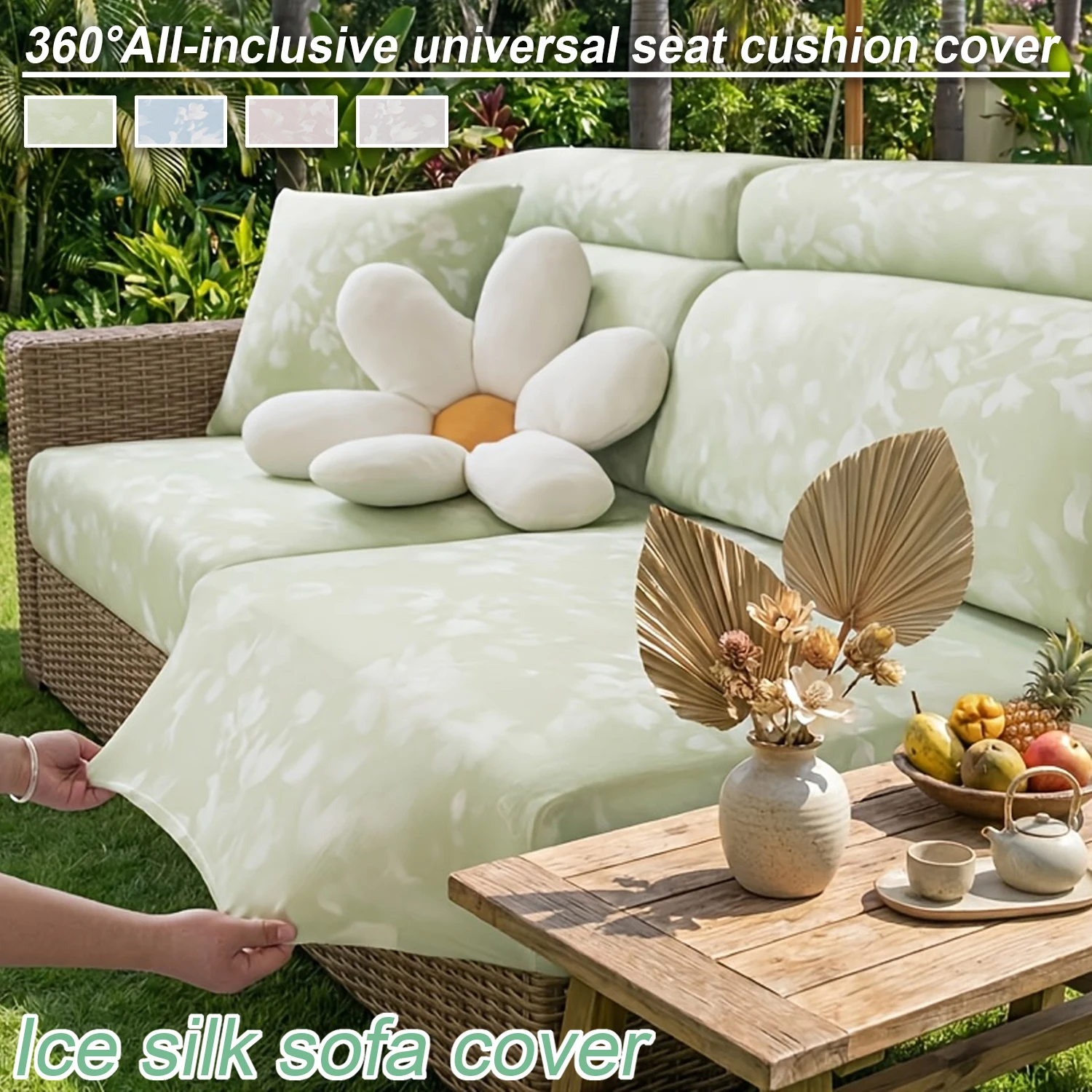 1PC Ice Silk Sofa Cover Summer Cool Elastic Universal Anti-cat Scratch Couch Cushion Covers Non-slip L-shape Slipcover Protector