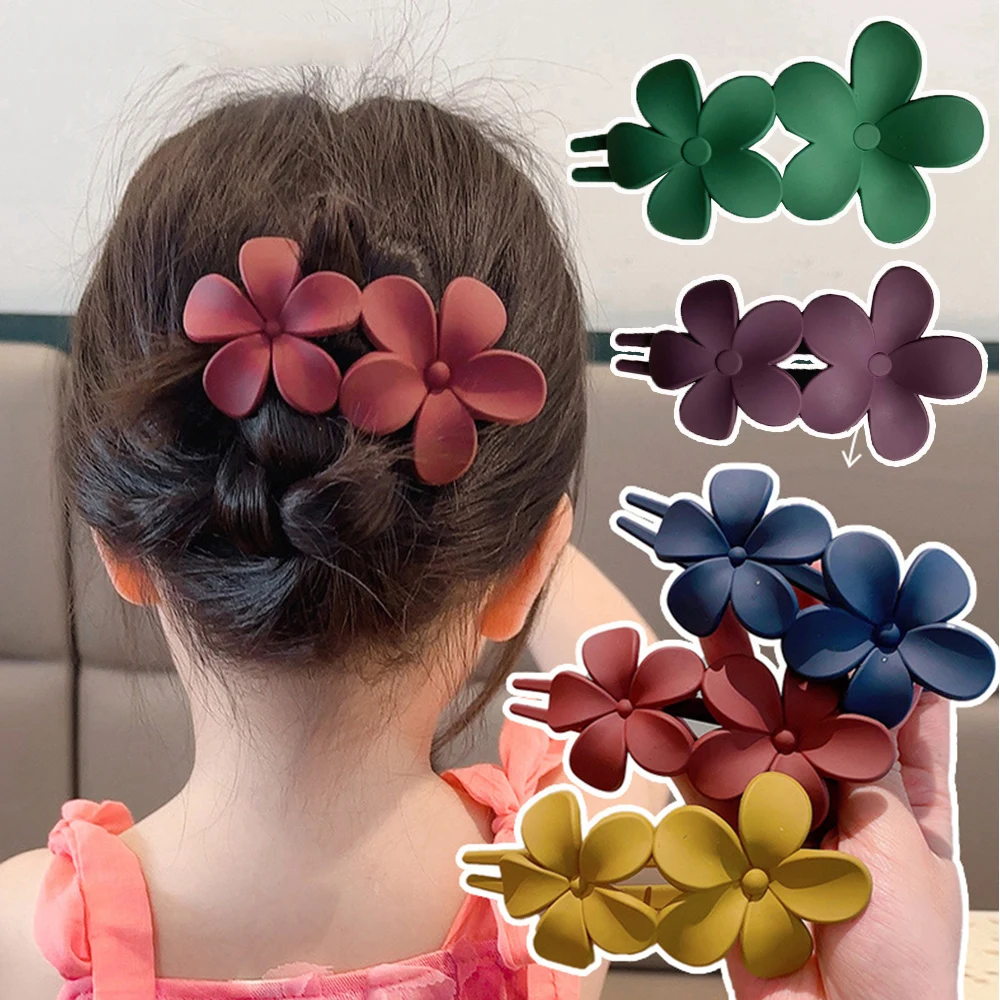 Frosted Flower Hair Clip Claws Matte Hair Claw Clips For Women Girls Thin Thick Curly Hair Girls Kids Hair Accessories Barrettes