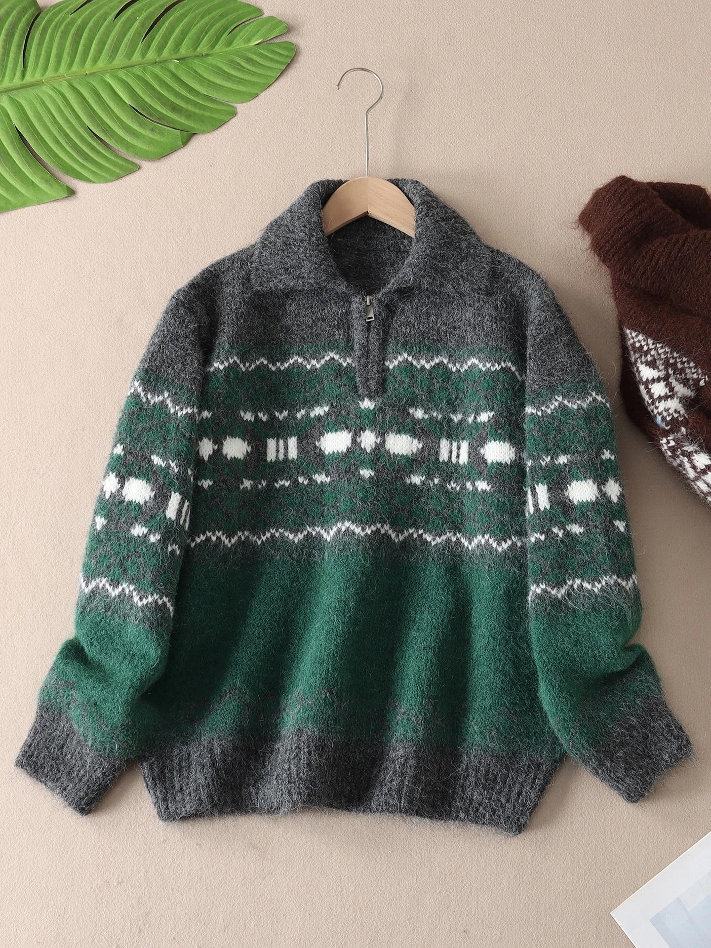 

Plu Collared f Zip Sweater Women's Casual Sle Autumn Winter Faion Outerwear Thi Knitted Long Sve Warm Coat