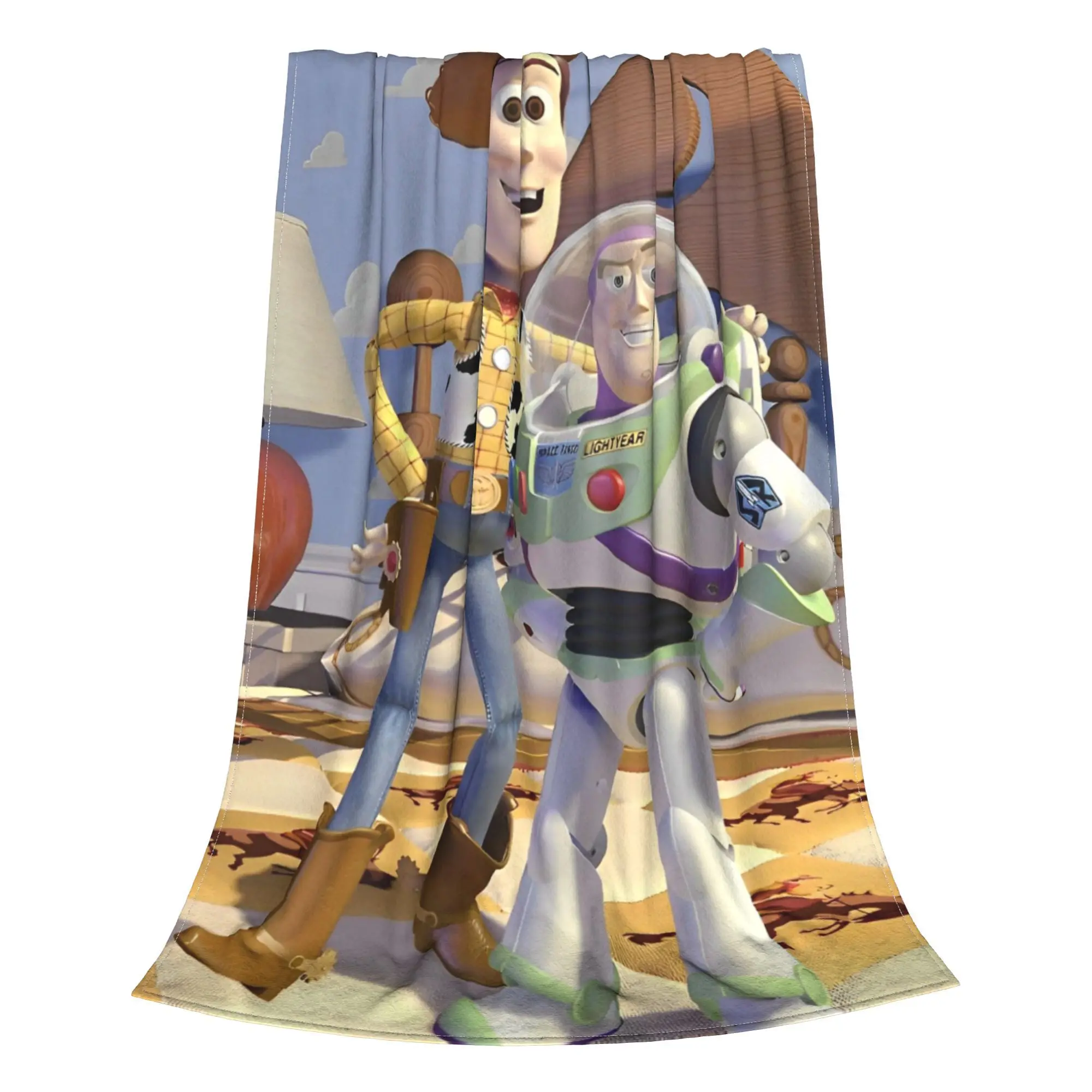 Cute Cartoon Toy Story  Blanket Fleece Woody Buzz Soft Throw Blankets for Outdoor Travel Bed Rug