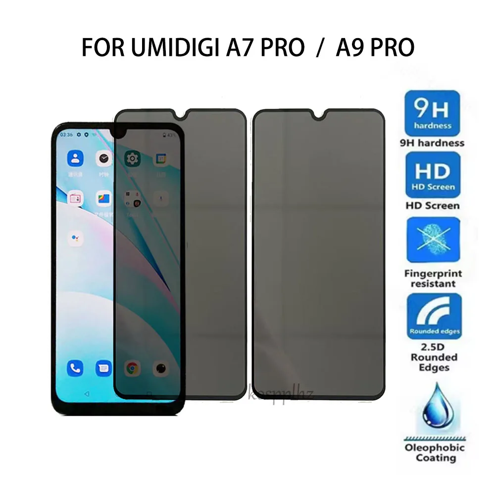 

2pcs Anti Spy Screen Protector Privacy Screen Protector For UMIDIGI A7 PRO A9 PRO Privacy Tempered Glass