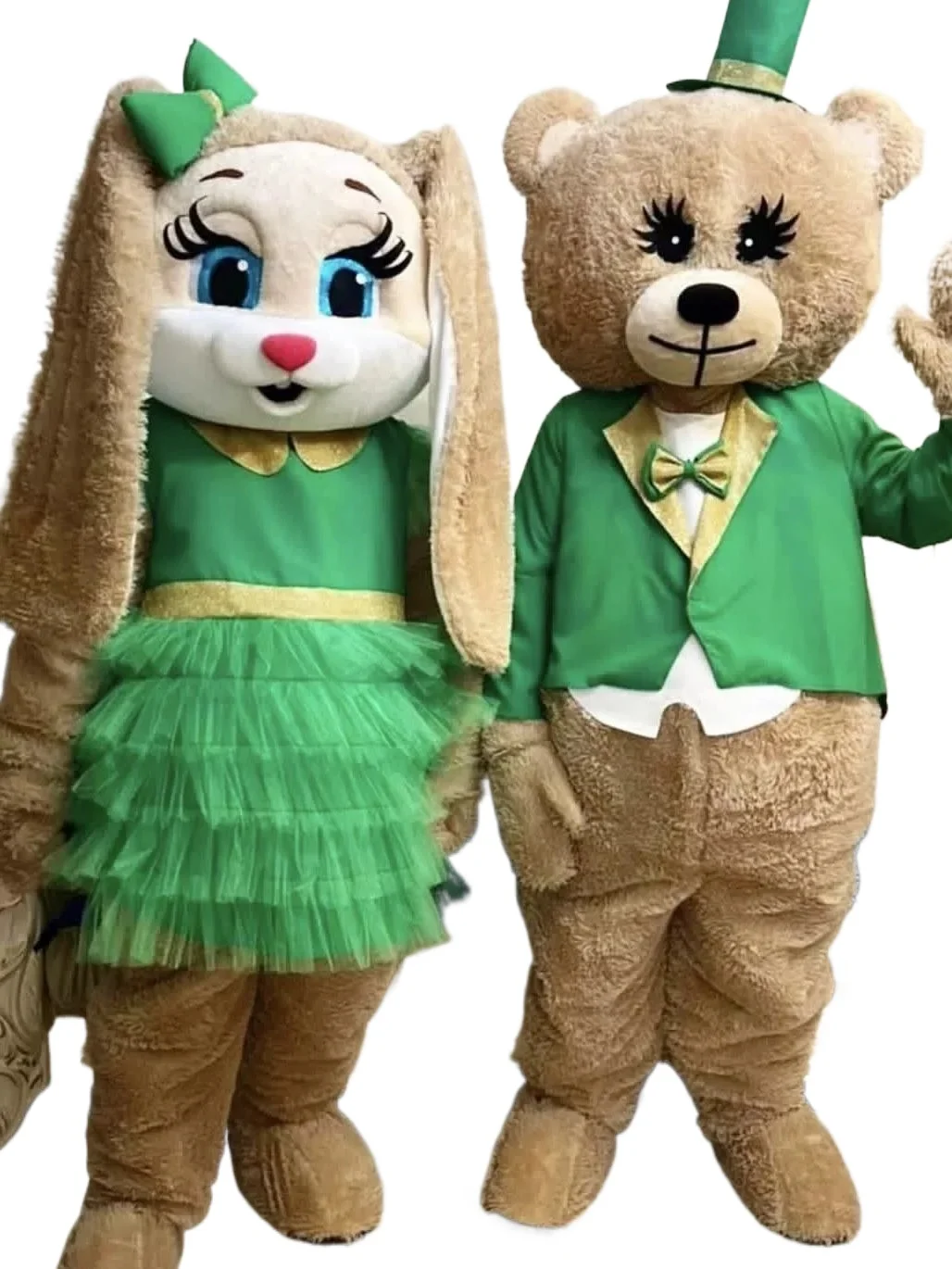 Green Suits Brown Bear Rabbit Mascot Costume Easter Bunny Wedding Birthday Party Dress Halloween Christmas Adults Fancy Fursuit