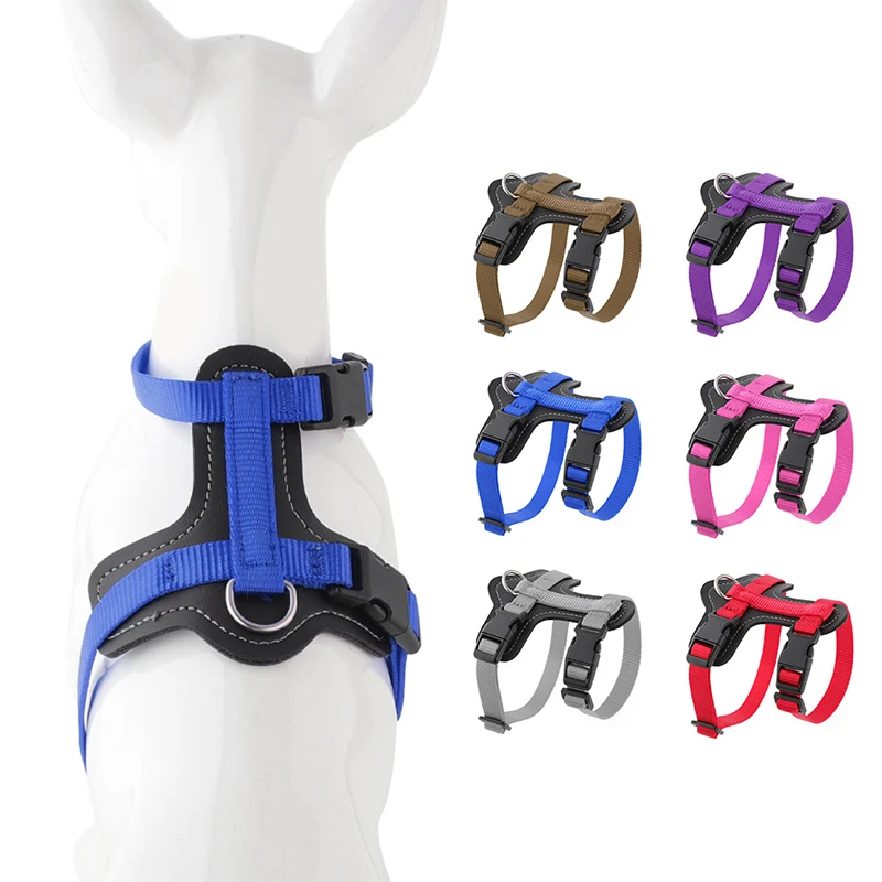 

Solid No Pull Nylon Cat Harness with Comfor Leather Mat Durable Reflective Outdoor Travel Pet Harness for Cat Kitten Accessories