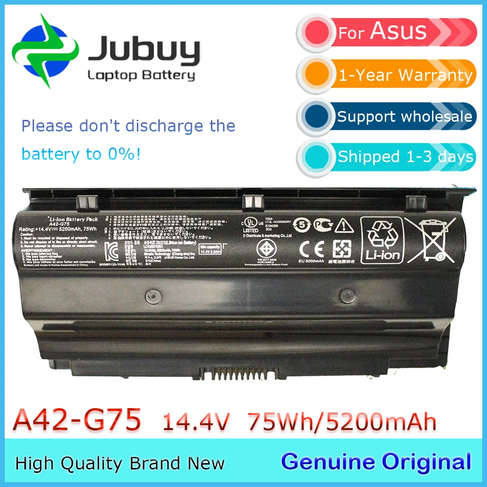 A42-G75 14.4V 5200mAh Original Laptop Battery for Asus G75 G75-3D G75V G75V-3D G75VM G75VM-3D G75V