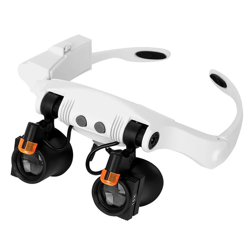 3X 4X 5X 6X 7X 10X 15X Okulary powiększające 6 soczewki Lupa okularowa z diodami LED Lampa z pałąkiem na głowę Okulary powiększające LED