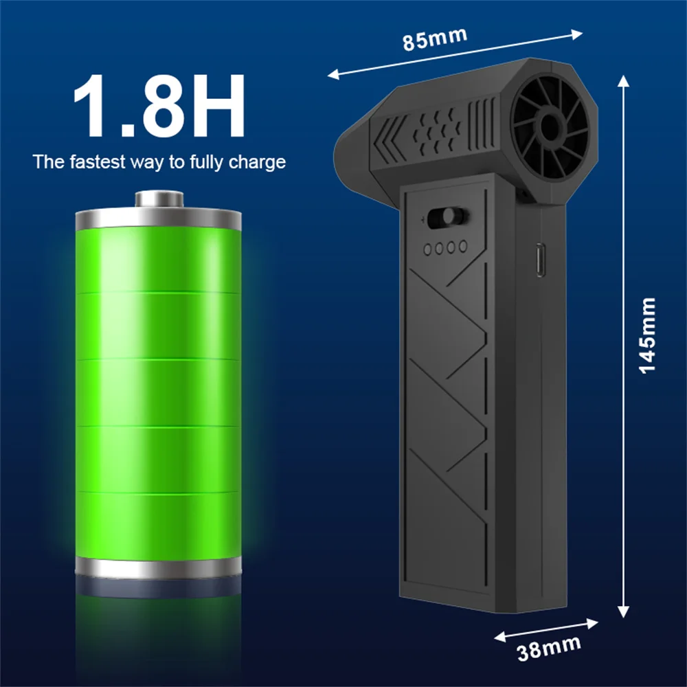 Violent Fan 450000RPM Powerful Air Blower Vacuum Dust Cleaner Type-C Charging Strong Winds 58m/s Brushless Turbo Jet Blower Dry