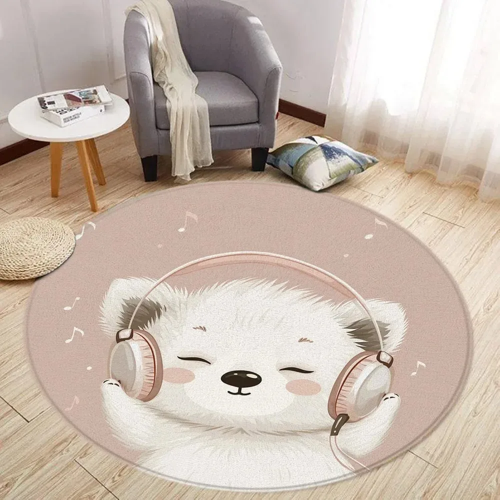 Scottish Highland Cattle Pattern Round Rug Kids Room Circular Carpet Living Room Bedroom Home Decoration Computer Chair Area Mat