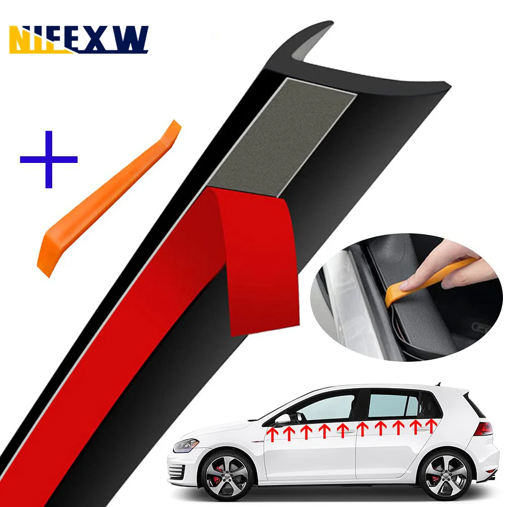 Car Window Seal Strip Car Auto Rubber Side Window Filler V Shape Weatherstrip Noise InsulationWindow Lift Sealing Strips