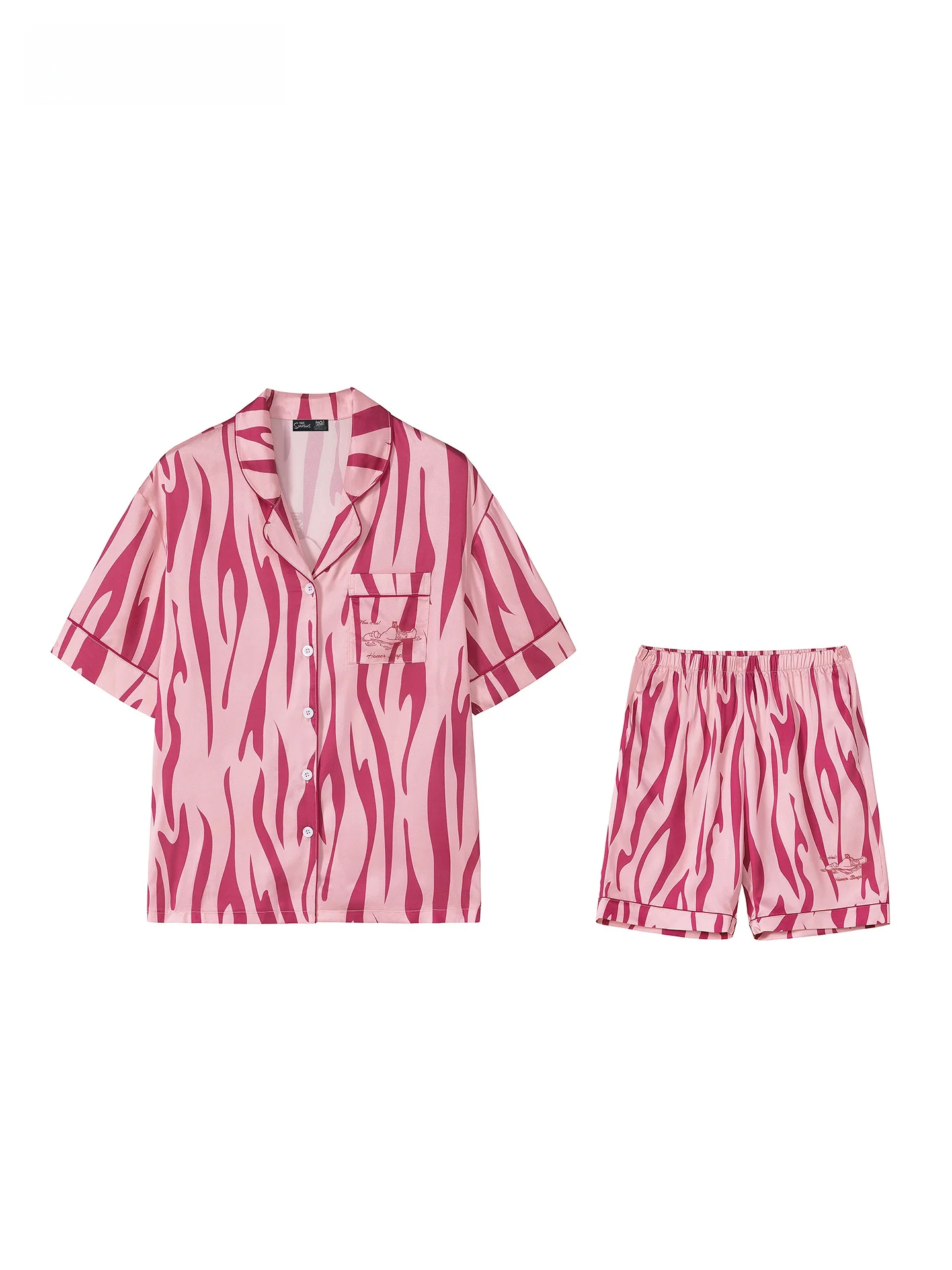ensemble-de-pyjama-ample-en-soie-glacee-a-rayures-de-la-famille-simpson-vetements-d'interieur-frais-et-confortables-respirants-vetements-de-nuit-d'ete