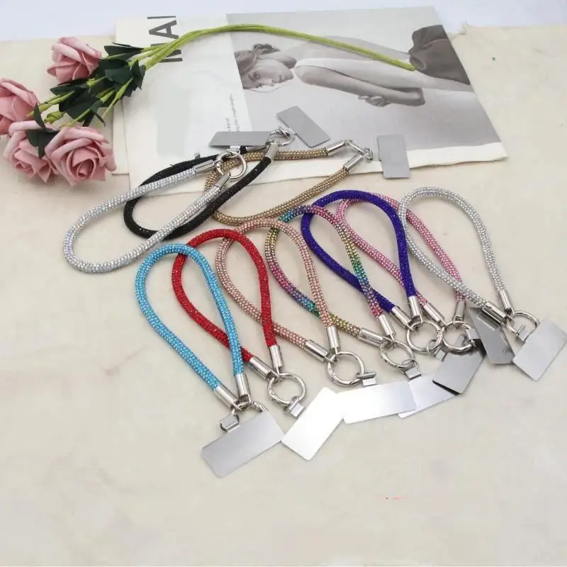 Luxury Glitter Rhinestone Phone Lanyard Bright Bling Bling Phone Wrist Straps Anti-lost Wrist Rope Phone Accessories