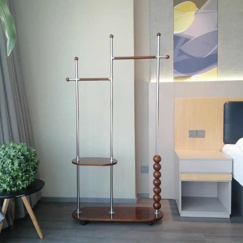 CX simple medieval double-layer wooden board solid wood ball stainless steel ball floor hanger